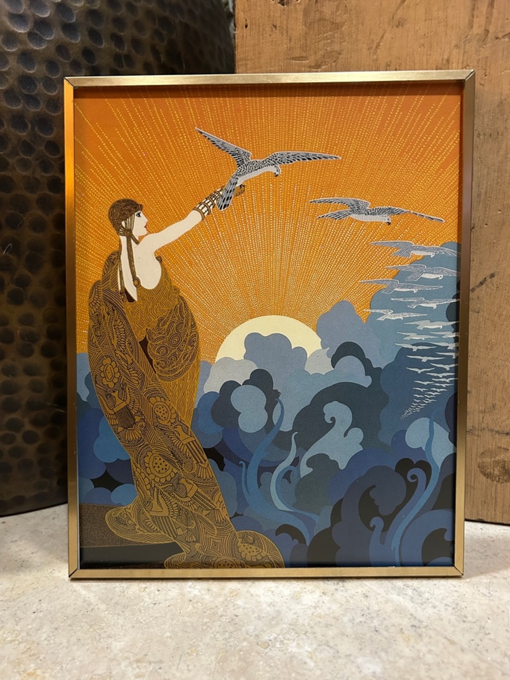 ERTE Vintage Book Print- “Wings of Victory” Framed Art